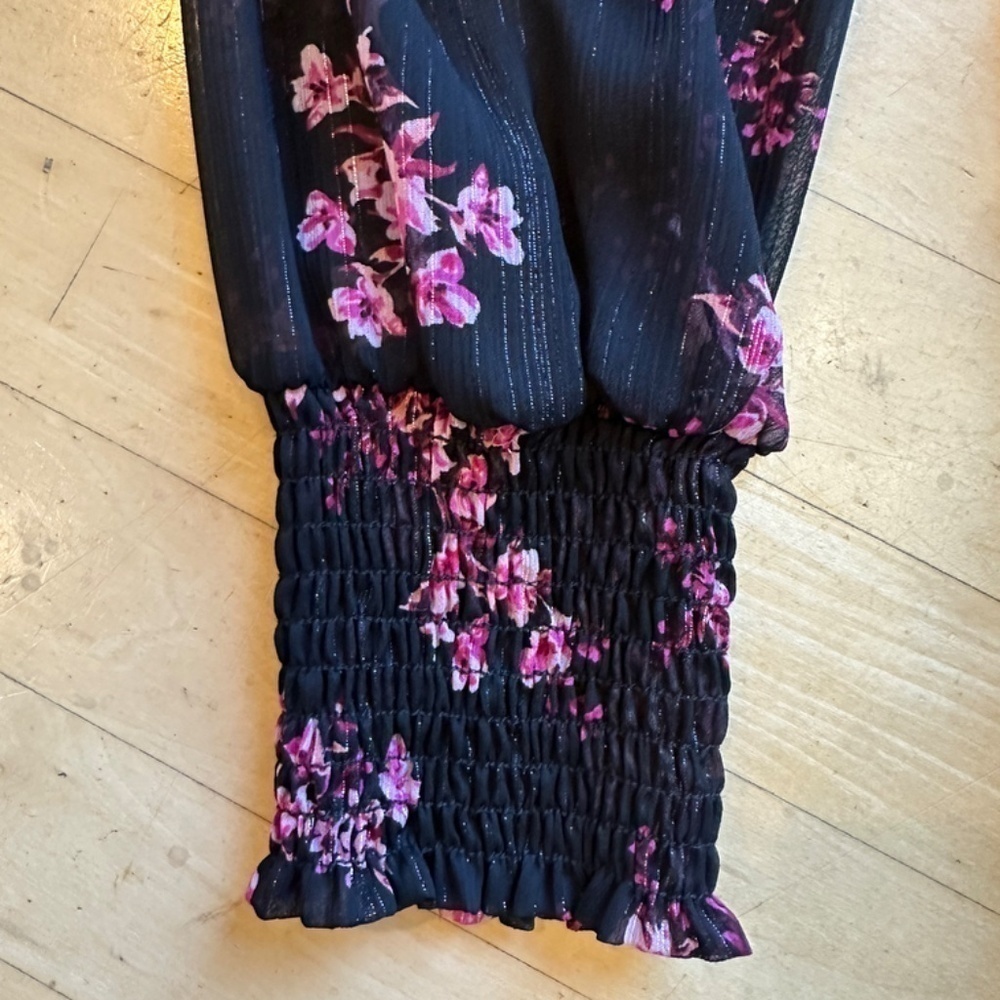Misa Roisin Smocked Dress Berry Floral Med. CB2103 - Picture 7 of 12